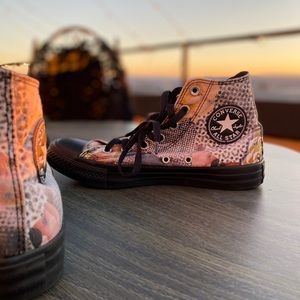 digital floral canvas high tops